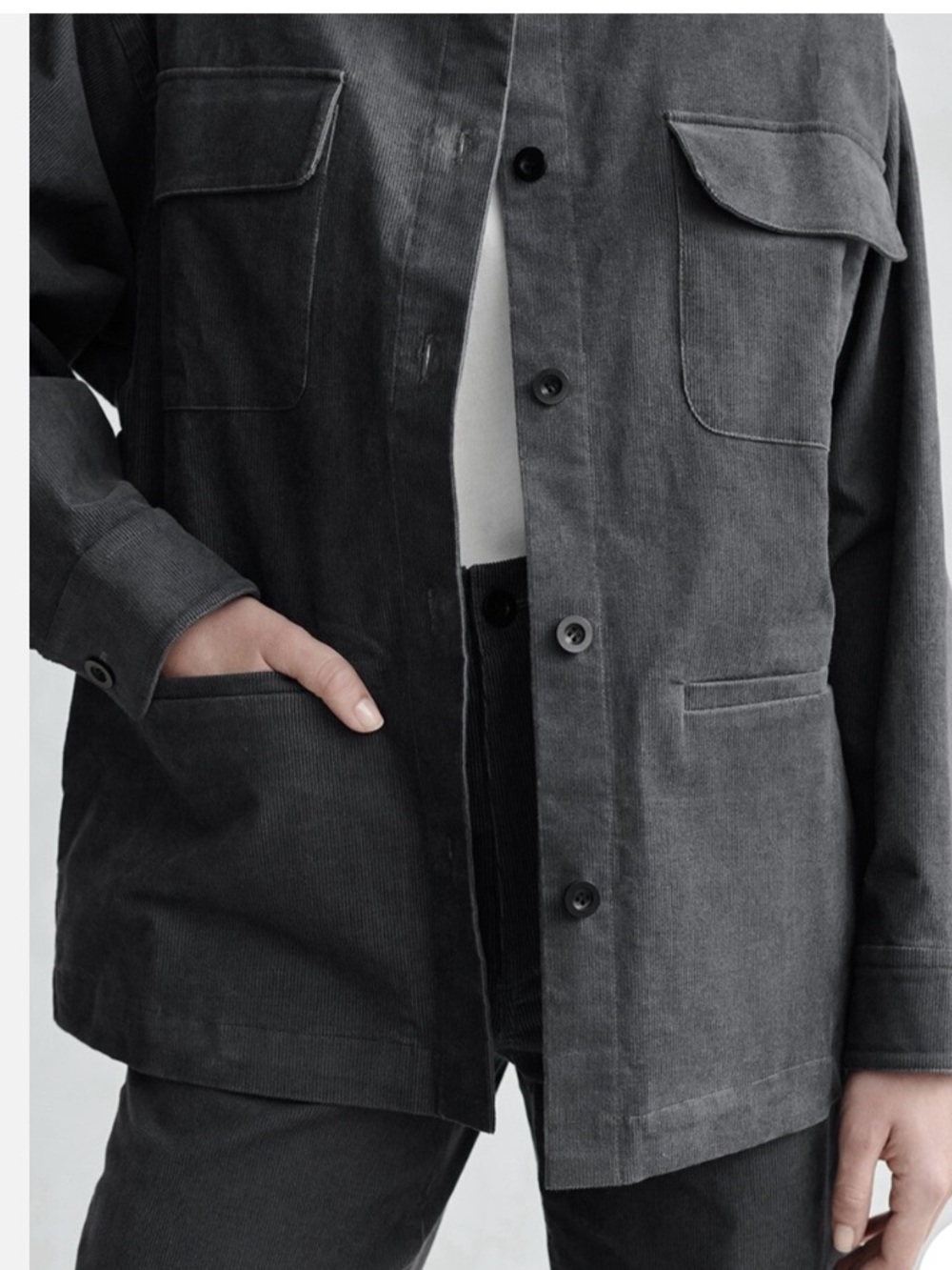 JENNI KAYNE CORDUROY UTILITY JACKET SMALL EXC CONDITION CHARCOAL GRAY